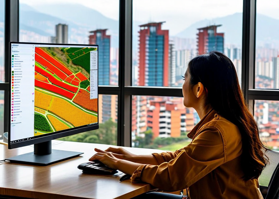 Agronomist reviewing satellite field map on Sioma platform